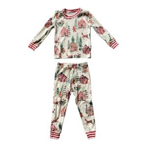 #355, Pottery Barn Kids Red and Green Holiday Pajama Set, size 2T